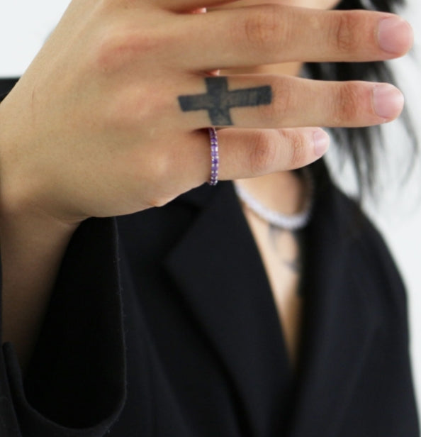 BLACKPURPLE (ブラックパープル) [blacklabel] mini clair crystal guard ring_purple