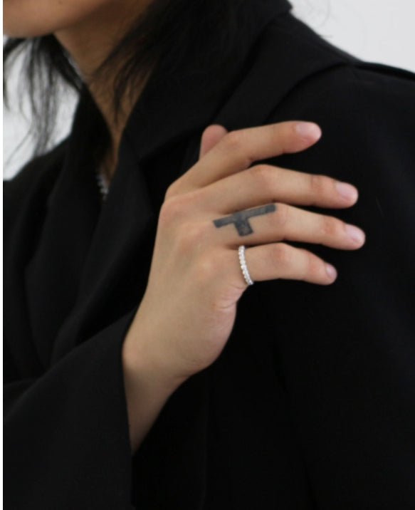 BLACKPURPLE (ブラックパープル) [blacklabel] mini clair crystal guard ring_silver