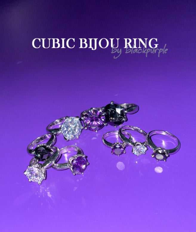 BLACKPURPLE (ブラックパープル) 7mm bijou cubic ring S (BLACK/PURPLE/SLVER)