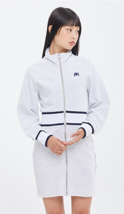 ロマンティッククラウン(ROMANTIC CROWN)  COTTON ZIP UP DRESS_LIGHT GREY