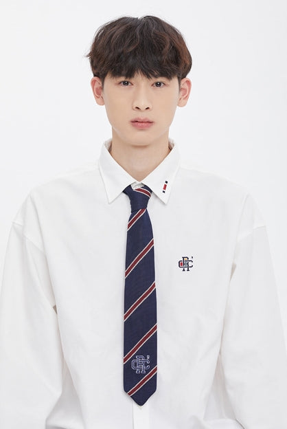 ロマンティッククラウン(ROMANTIC CROWN)  STRIPE KNIT TIE_NAVY