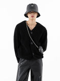 ベーシックコットン(BASIC COTTON) 	BASIC Fleece Cardigan - BLACK