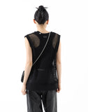 ベーシックコットン(BASIC COTTON) 	UNISEX Mesh Vest - BLACK