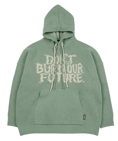 アジョバイアジョ(AJOBYAJO) Oversized (19) Slogan Wool Knit Hoodie [Mint]