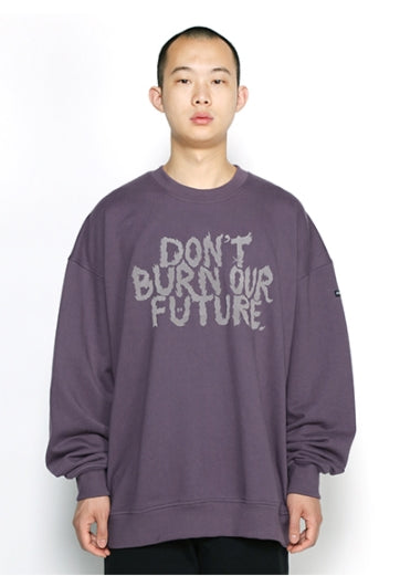 アジョバイアジョ(AJOBYAJO) Flocked (19) Slogan Sweatshirt [Purple]
