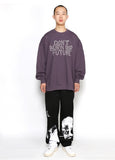 アジョバイアジョ(AJOBYAJO) Flocked (19) Slogan Sweatshirt [Purple]