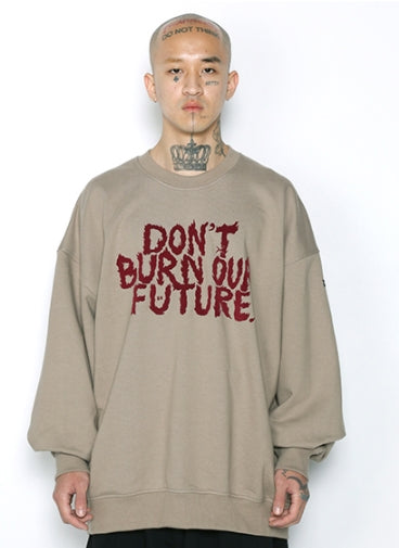 アジョバイアジョ(AJOBYAJO) Flocked (19) Slogan Sweatshirt [Beige]