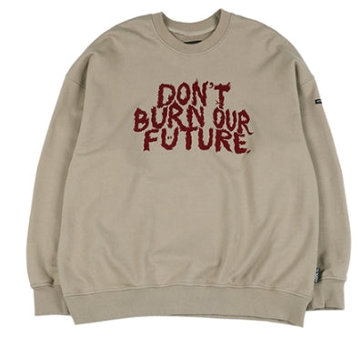 アジョバイアジョ(AJOBYAJO) Flocked (19) Slogan Sweatshirt [Beige]