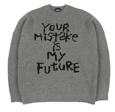 アジョバイアジョ(AJOBYAJO) Oversized (20) Slogan Wool Knit Sweater [Melange Grey]