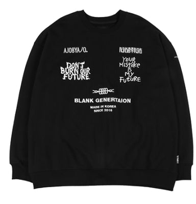 アジョバイアジョ(AJOBYAJO) Embroidered Logos Sweatshirt [Black]