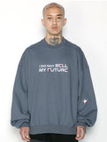 アジョバイアジョ(AJOBYAJO) Embroidered (21) Slogan Sweatshirt [Steel Blue]