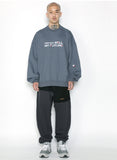 アジョバイアジョ(AJOBYAJO) Embroidered (21) Slogan Sweatshirt [Steel Blue]