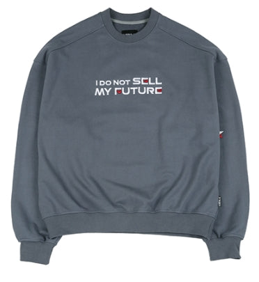 アジョバイアジョ(AJOBYAJO) Embroidered (21) Slogan Sweatshirt [Steel Blue]