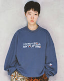 アジョバイアジョ(AJOBYAJO) Embroidered (21) Slogan Sweatshirt [Steel Blue]