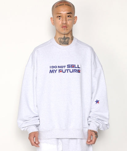 アジョバイアジョ(AJOBYAJO) Embroidered (21) Slogan Sweatshirt [Light Grey]