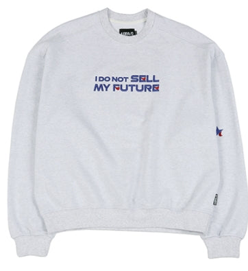 アジョバイアジョ(AJOBYAJO) Embroidered (21) Slogan Sweatshirt [Light Grey]