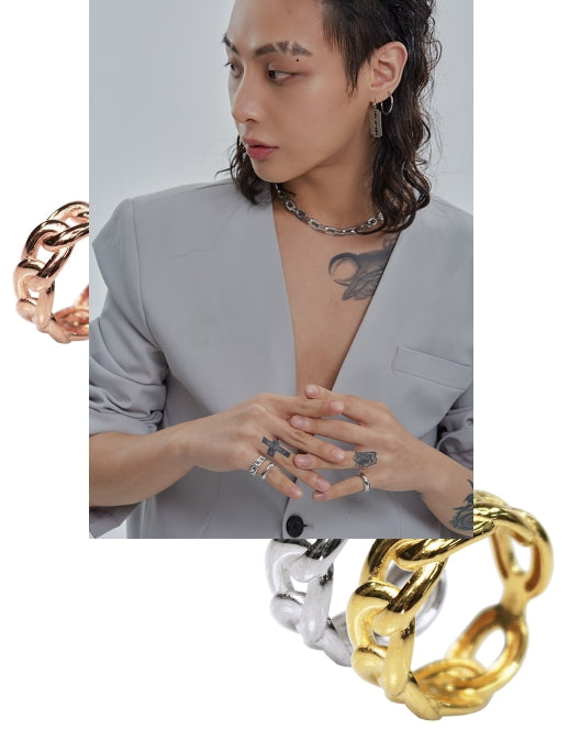 BLACKPURPLE (ブラックパープル) [silver925] Half-piece chain ring