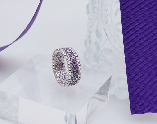 BLACKPURPLE (ブラックパープル) [BLACKLABEL] Grape Pave Ring (Purple)