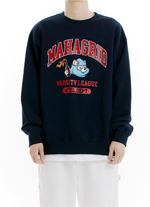 mahagrid (マハグリッド)  COBY VARSITY SWEATSHIRT [NAVY]