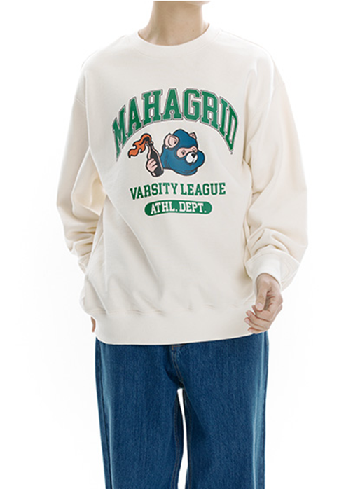 mahagrid (マハグリッド)  COBY VARSITY SWEATSHIRT [CREAM]