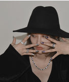 BLACKPURPLE (ブラックパープル)  tenis chain cubic ring S - silver