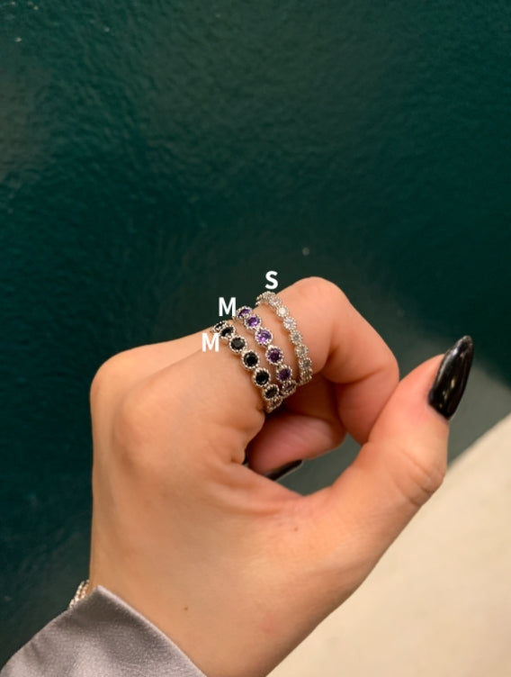 BLACKPURPLE (ブラックパープル)  tenis chain cubic ring S - purple
