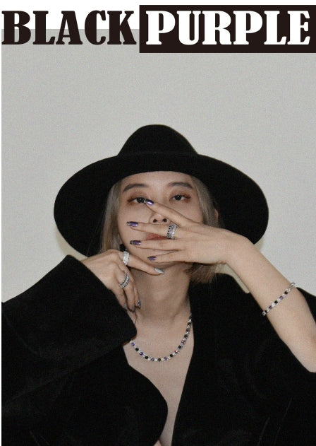 BLACKPURPLE (ブラックパープル)  tenis chain cubic ring M - black