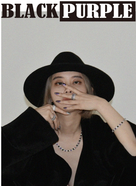 BLACKPURPLE (ブラックパープル)  tenis chain cubic ring M - silver