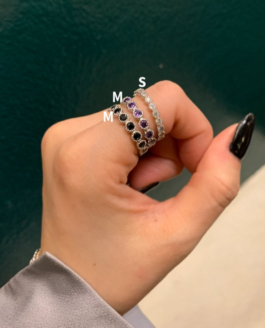 BLACKPURPLE (ブラックパープル)  tenis chain cubic ring M - purple
