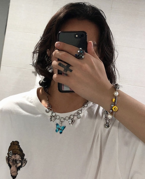 BLACKPURPLE (ブラックパープル) BLACKPURPLE 5P BLUE BUTTERFLY NECKLACE