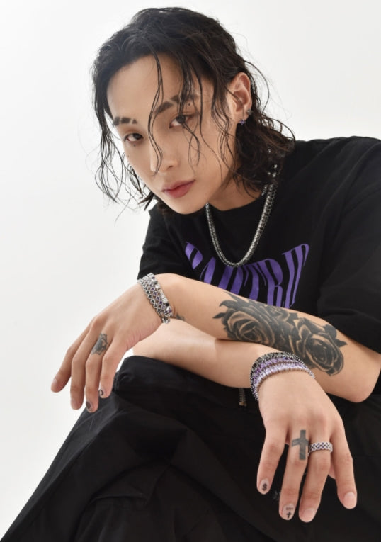 BLACKPURPLE (ブラックパープル) snake tennis cubic bracelet