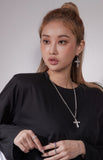 BLACKPURPLE (ブラックパープル) [BLACKPURPLE] SINGATURE CHAIN CUBIC CROSS LONG DROP NECKLACE