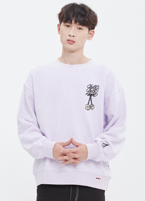 ロマンティッククラウン(ROMANTIC CROWN) PLAY DICE SWEAT SHIRT_MELANGE PURPLE
