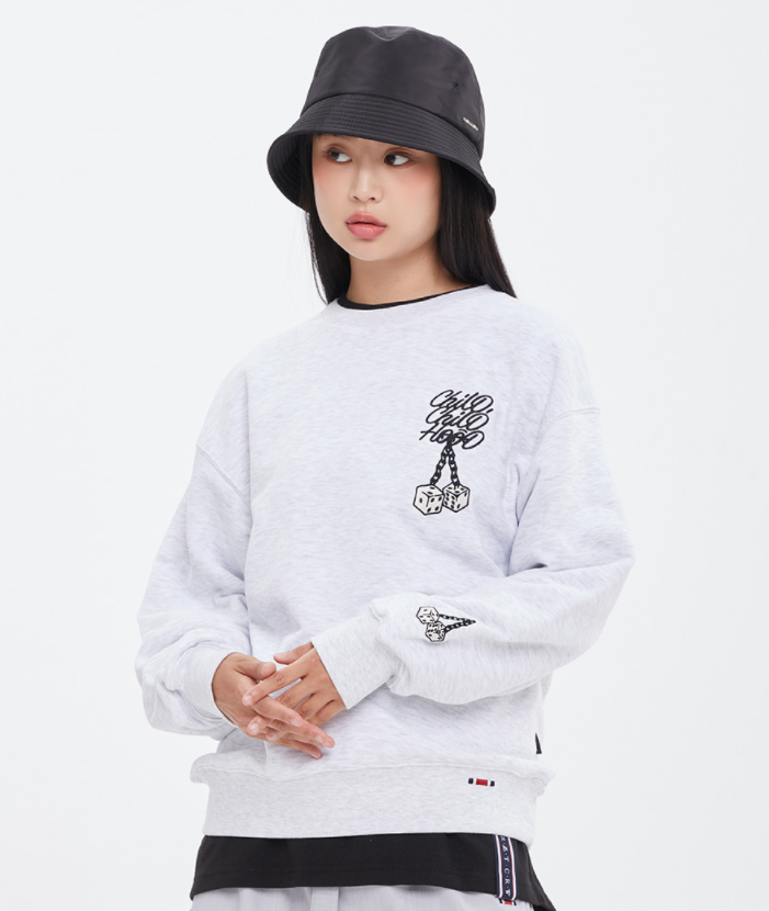 ロマンティッククラウン(ROMANTIC CROWN) PLAY DICE SWEAT SHIRT_LIGHT GRAY