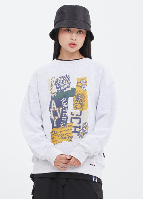 ロマンティッククラウン(ROMANTIC CROWN) REPAIRED SWEAT SHIRT_LIGHT GRAY