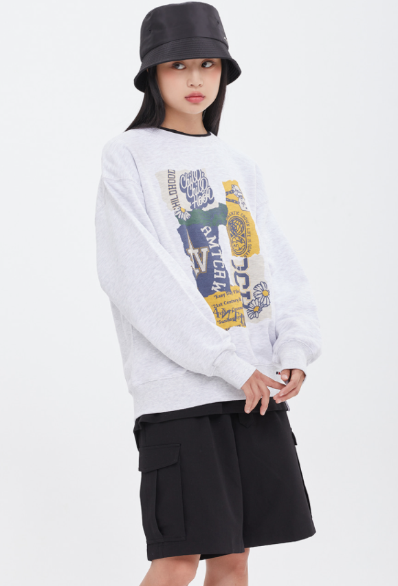 ロマンティッククラウン(ROMANTIC CROWN) REPAIRED SWEAT SHIRT_LIGHT GRAY