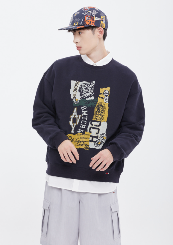 ロマンティッククラウン(ROMANTIC CROWN) REPAIRED SWEAT SHIRT_NAVY
