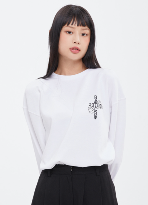 ロマンティッククラウン(ROMANTIC CROWN) HAND SIGN LONG SLEEVE_WHITE