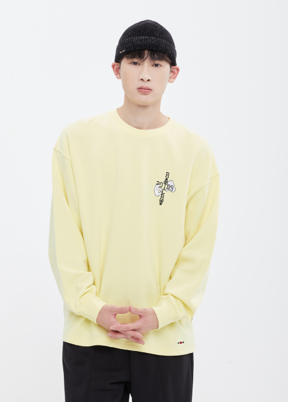 ロマンティッククラウン(ROMANTIC CROWN) HAND SIGN LONG SLEEVE_LIGHT YELLOW
