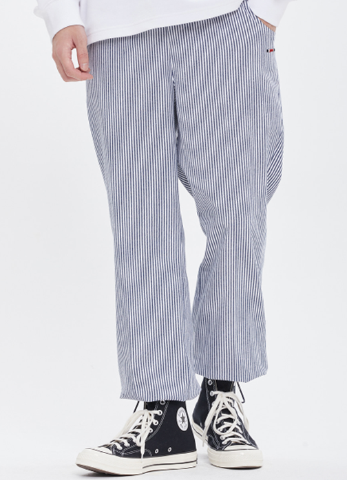 ロマンティッククラウン(ROMANTIC CROWN)  STRIPE COTTON EASY PANTS_NAVY