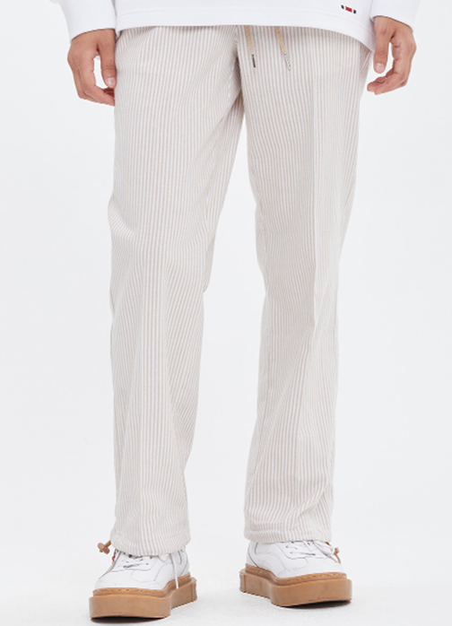 ロマンティッククラウン(ROMANTIC CROWN)  STRIPE COTTON EASY PANTS_BEIGE