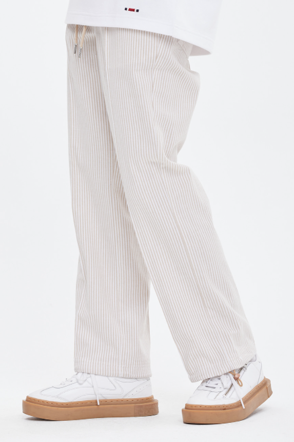 ロマンティッククラウン(ROMANTIC CROWN)  STRIPE COTTON EASY PANTS_BEIGE