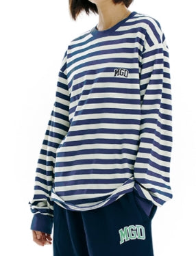 mahagrid (マハグリッド) MGD STRIPED LS TEE [NAVY]