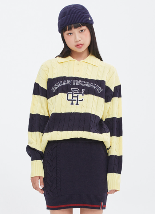 ロマンティッククラウン(ROMANTIC CROWN) RC CLUB KNIT POLO_LIGHT YELLOW
