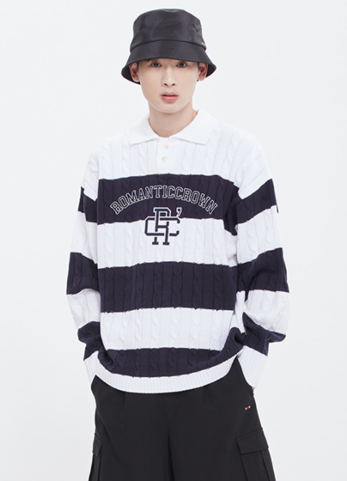 ロマンティッククラウン(ROMANTIC CROWN) RC CLUB KNIT POLO_WHITE