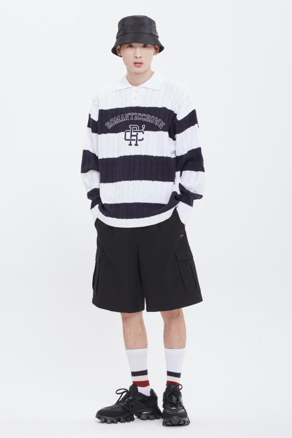 ロマンティッククラウン(ROMANTIC CROWN) RC CLUB KNIT POLO_WHITE