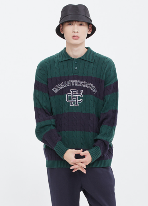 ロマンティッククラウン(ROMANTIC CROWN) RC CLUB KNIT POLO_GREEN