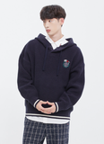 ロマンティッククラウン(ROMANTIC CROWN) BUTTON UP KNIT HOOD_NAVY