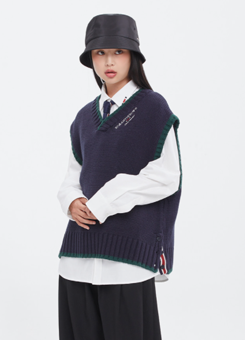 ロマンティッククラウン(ROMANTIC CROWN) SIDE BUTTON VEST_NAVY