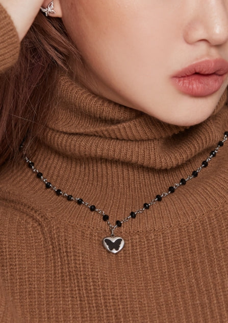 BLACKPURPLE (ブラックパープル) Fancy Black Butterfly Necklace